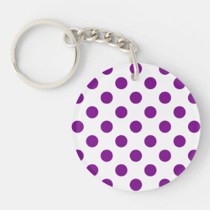 Purple and white polka dots keychain