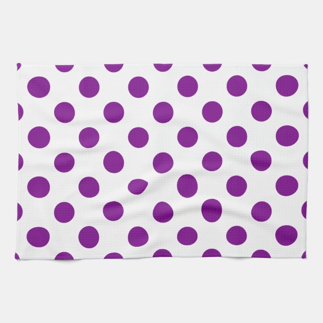 Purple and white polka dots kitchen towel (Horizontal)
