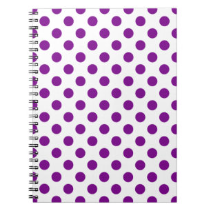 Purple and white polka dots notebook