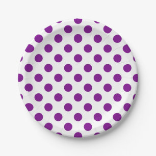 Purple and white polka dots paper plates