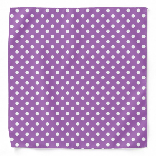 Purple and White Polka Dots Pattern Bandana (Front)