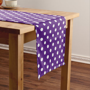 Purple and white polka dots pattern table runner