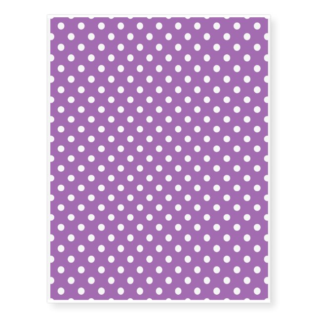 Purple and White Polka Dots Pattern Temporary Tattoos (Front)
