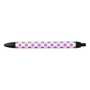 Purple and white polka dots pen