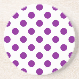 Purple and white polka dots sandstone coaster