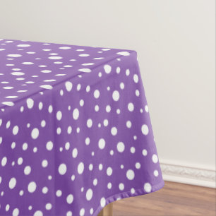 Purple and White Polka Dots Tablecloth