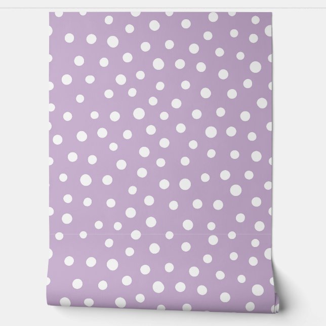 Purple and white polka dots wallpaper  (Unrolling)