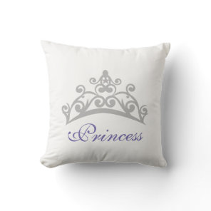 Purple and White Princess Crown Pillow