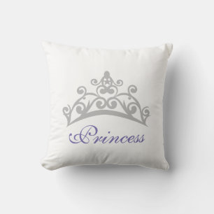 Purple and White Princess Crown Pillow