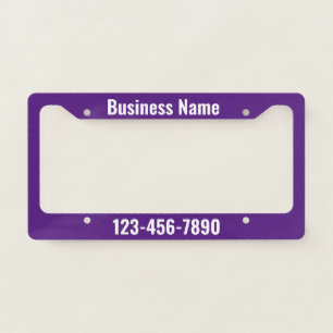Purple and White Promotional Template License Plate Frame