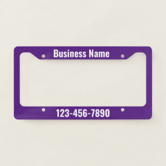 Purple and White Promotional Template License Plate Frame