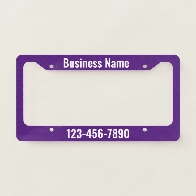 Purple and White Promotional Template License Plate Frame (Front)