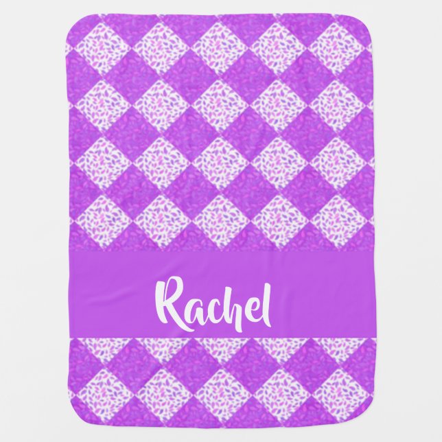 Purple and white quilt pattern baby blanket (Front)