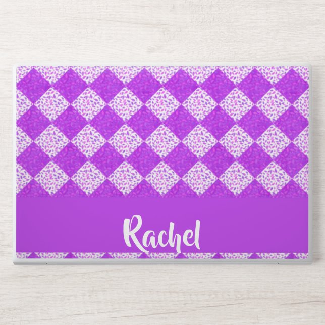 Purple and white quilt pattern HP laptop skin (Front)