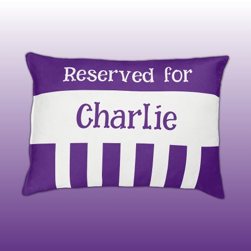 Purple and white reserved for name stripes pet bed