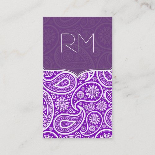 Purple And White Retro Paisley Ham Pattern Design Business Card