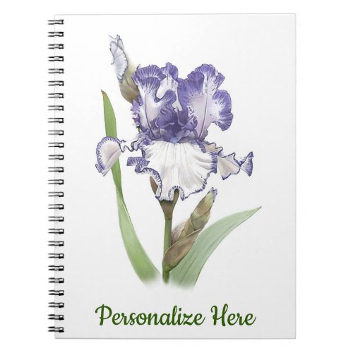 Purple and White Ruffled Iris Notebook