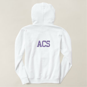 Purple and White School Colors and Letters Embroidered Hoodie