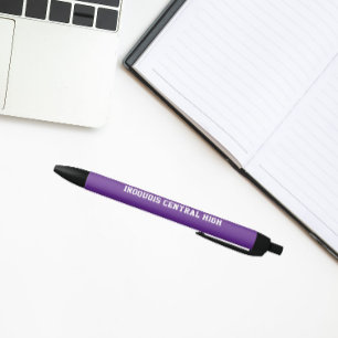 Purple and White School Colors and Name Pen