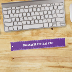 Purple and White School Colors and Name Ruler