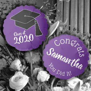 Purple and White School Colors Class of 2024 Balloon