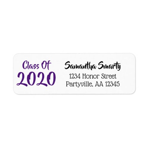 Purple and White School Colors Class Year Address Label