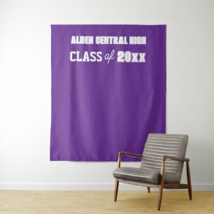 Purple and White School Colors Photo Backdrop