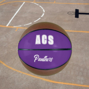 Purple and White School Colors Team Basketball