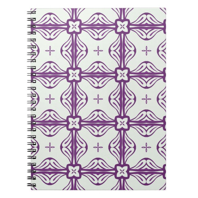 Purple and White Seamless Pattern  Notebook (Front)