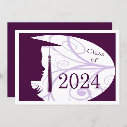 Purple and White Silhouette 2024 Graduation Party Invitation