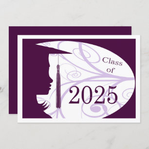 Purple and White Silhouette 2025 Graduation Party Invitation