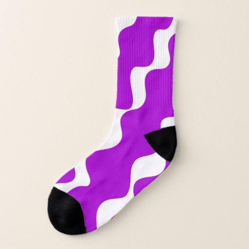 Purple and white slanting waves pattern  socks