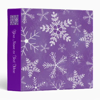 Purple and White Snowflake Pattern 3 Ring Binder
