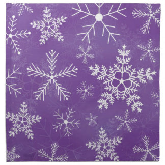 Purple and White Snowflake Pattern Cloth Napkin