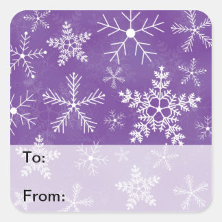 Purple and White Snowflake Pattern Gift Tags
