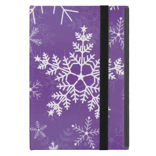Purple and White Snowflake Pattern iPad Mini Case