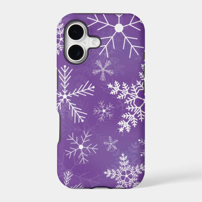 Purple and White Snowflake Pattern Iphone Case (Back)