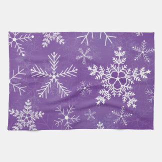Purple and White Snowflake Pattern Towel