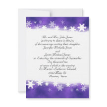 Purple and White Snowflake Wedding Invitation