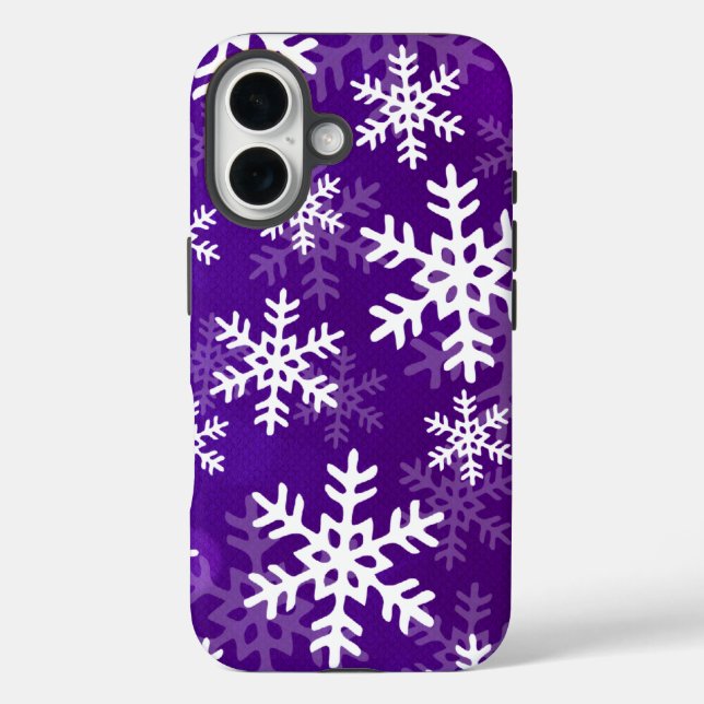 Purple and White Snowflakes Case-Mate iPhone Case (Back)