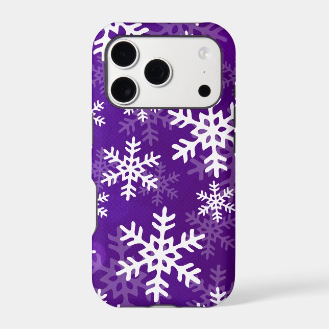 Purple and White Snowflakes Case-Mate iPhone Case (Back)