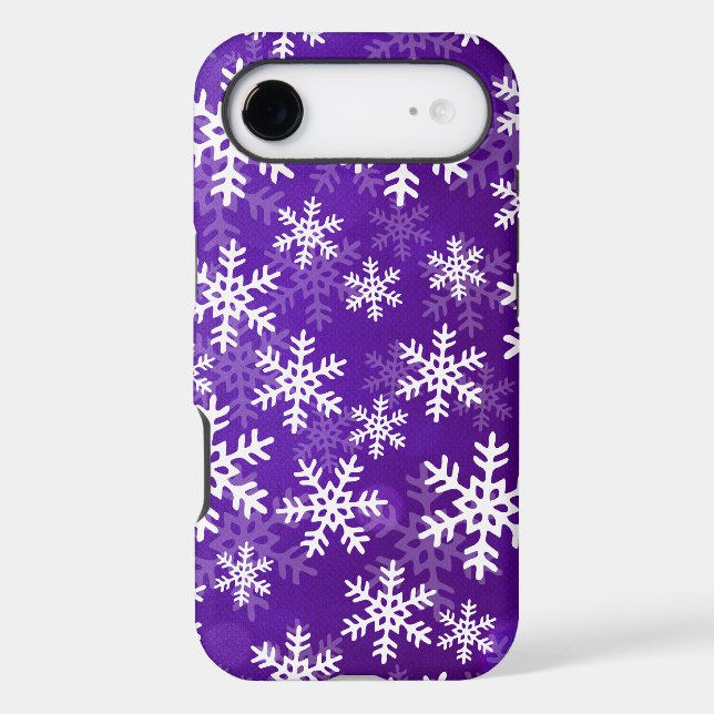 Purple and White Snowflakes Case-Mate iPhone Case (Back)