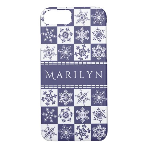 Purple and White Snowflakes Christmas Holiday iPhone 87 Case