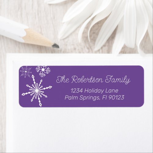 Purple and White Snowflakes Label