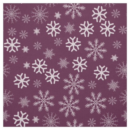 Purple and White Snowflakes Pattern Fabric
