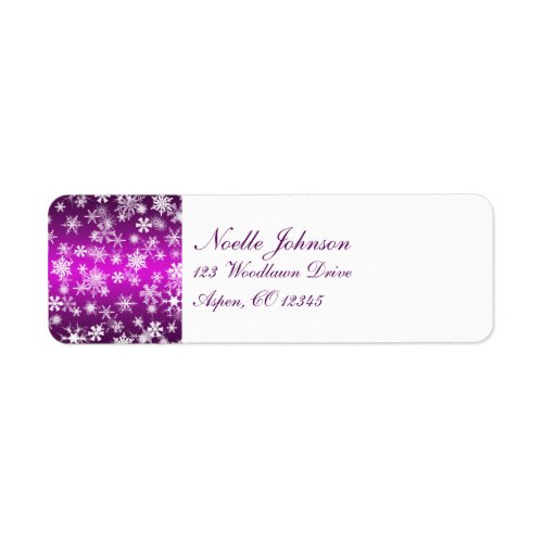 Purple and White Snowflakes Return Address Label