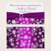 Purple and White Snowflakes Wedding Favor Tag (Front & Back)