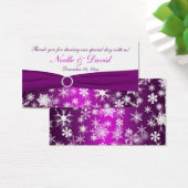 Purple and White Snowflakes Wedding Favor Tag (Desk)