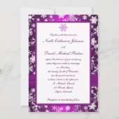 Purple and White Snowflakes Wedding Invitation (Back)