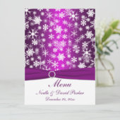 Purple and White Snowflakes Wedding Menu (Standing Front)